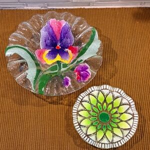 2 Sydenstricker Colorfull Fused Art Glass Bowls